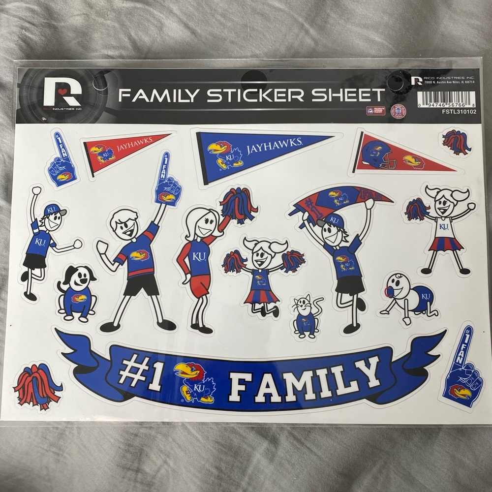 Kansas Jayhawks spirit family car window decals stickers- NEW 🏈⚾️🏀✨